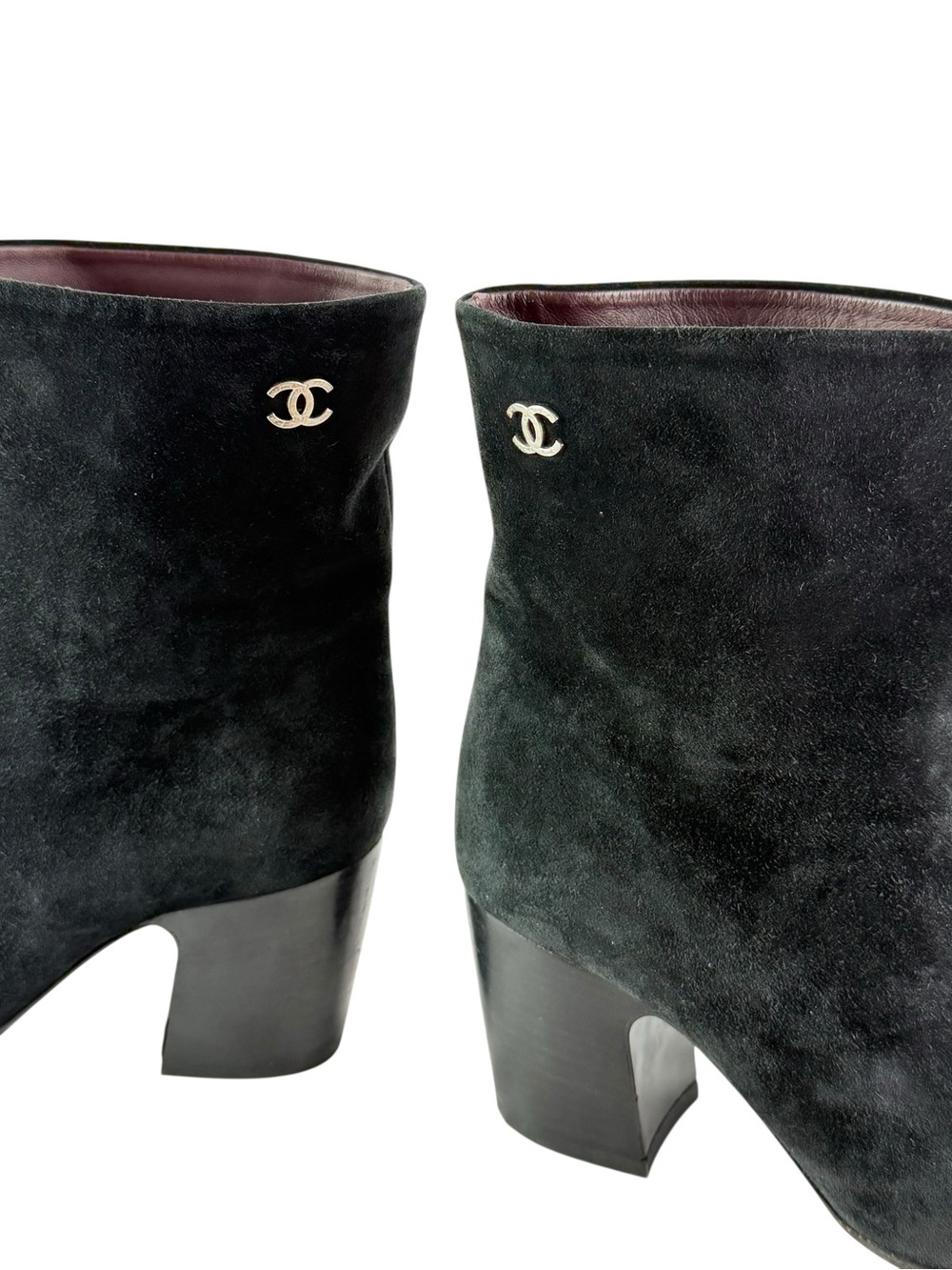 CHANEL Black Suede CC Calfskin Short Boots Made in Italy Marked as 36 - 6US - Picture 7 of 15
